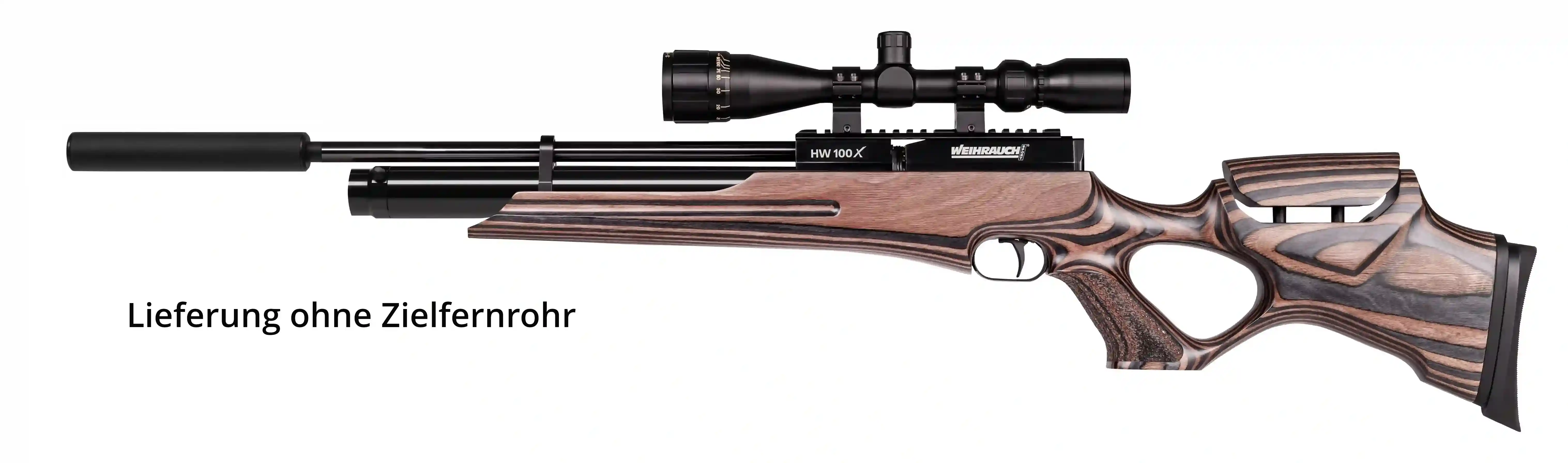 Weihrauch HW 100 X - T Pressluftgewehr Schichtholzschaft mit Schalldämpfer