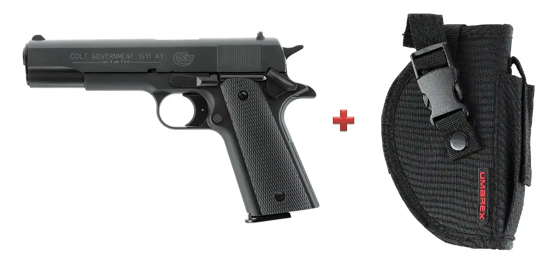 Colt Government 1911 A1 Brüniert + Gürtelholster mit Magazintasche