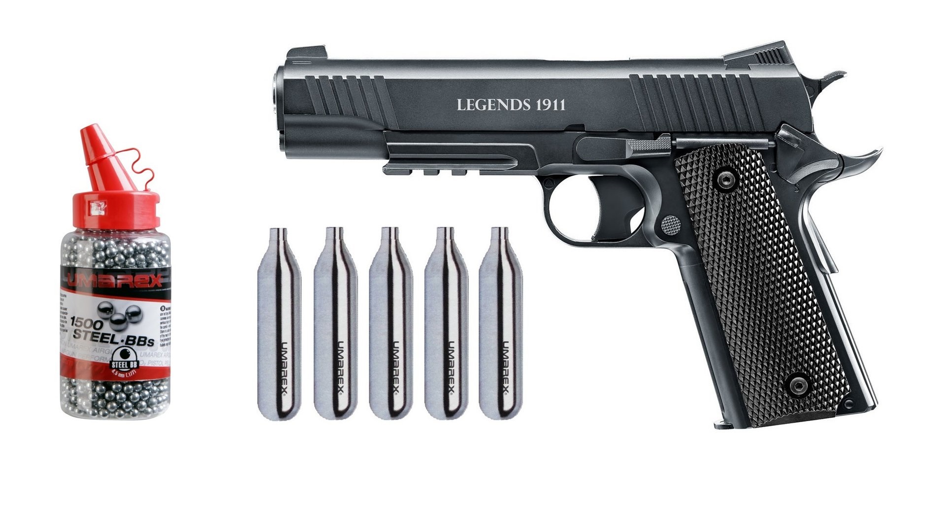 Legends 1911 CO2 Pistole Kal. 4,5 mm + 5 CO2 Kapseln + 1500 Umarex BB`s