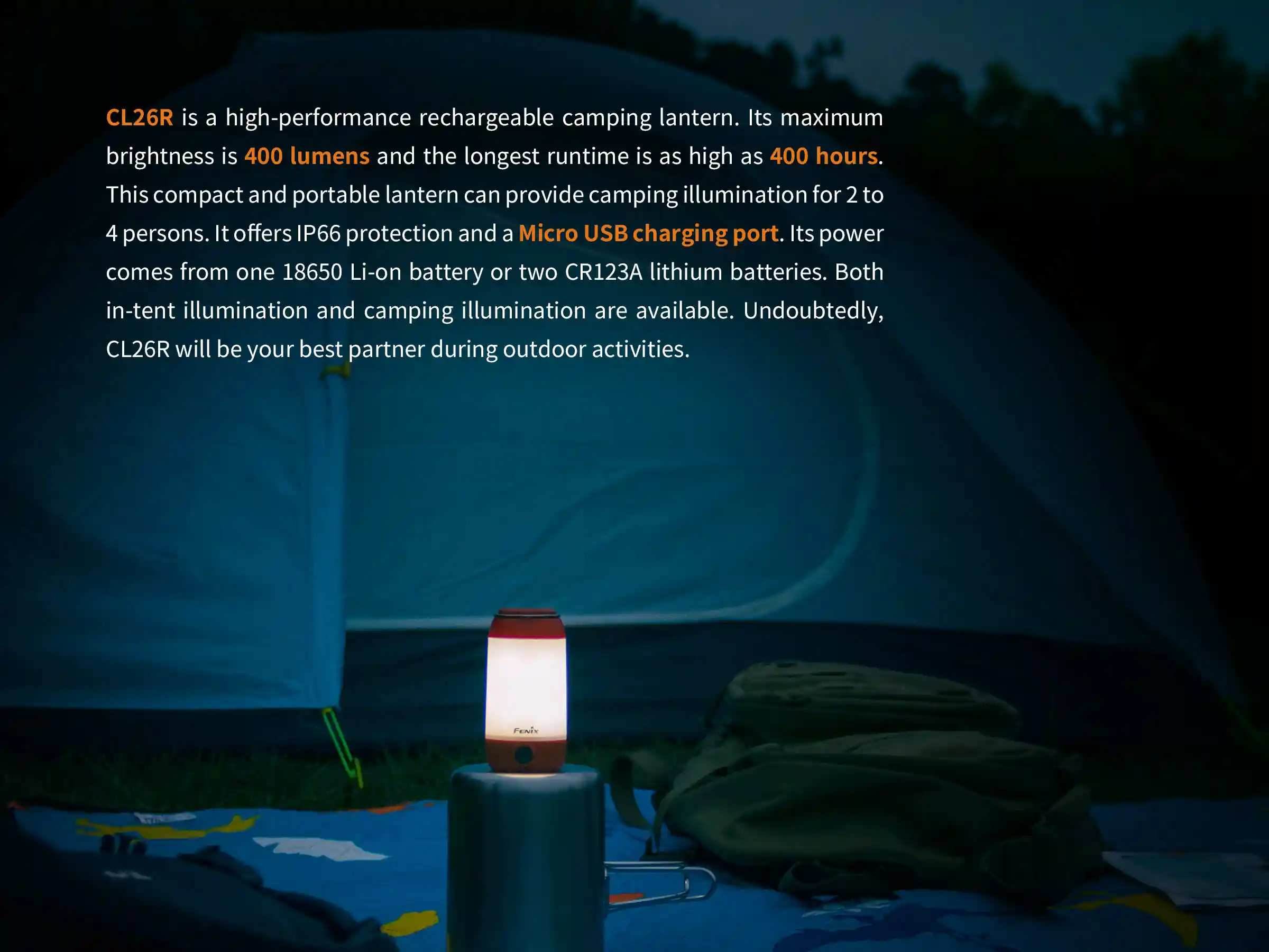 Fenix CL26R LED Campingleuchte mit USB Anschluss Rot