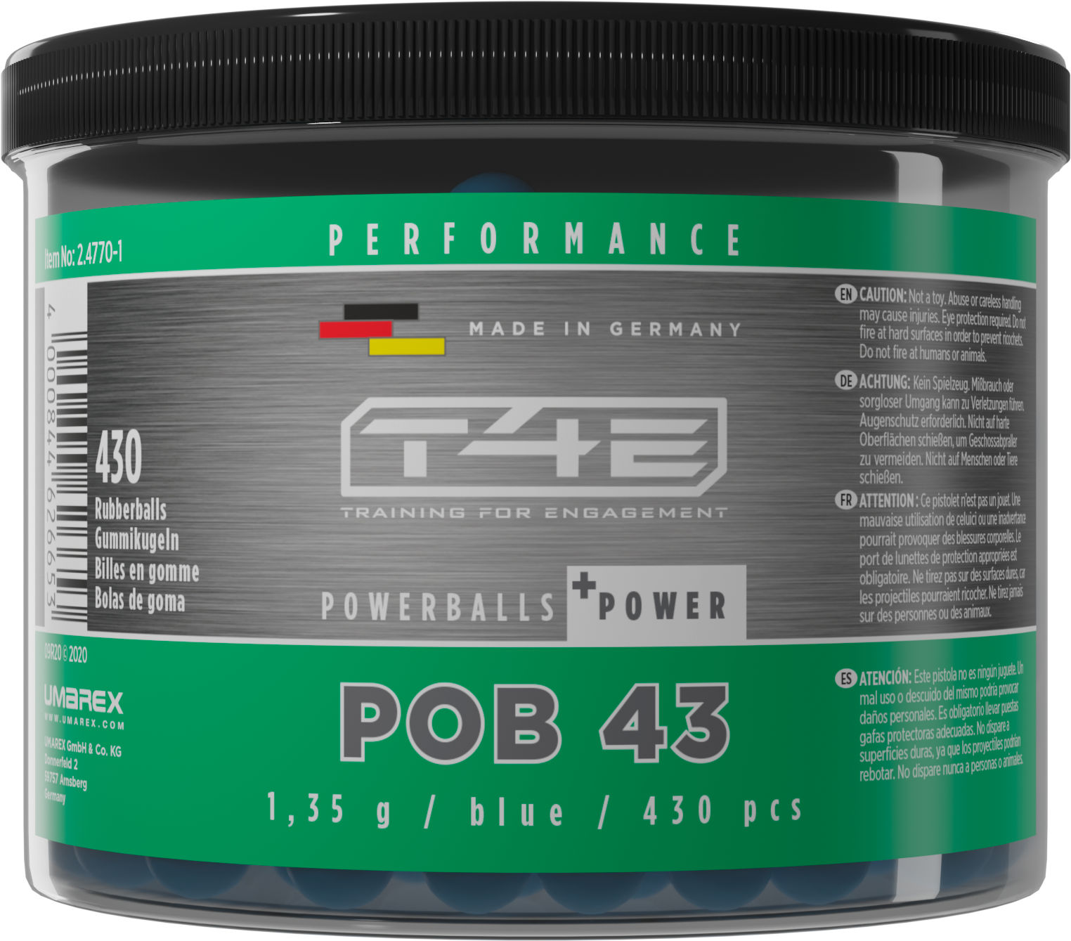 T4E Performance POB 43 Powerballs Blau Kaliber .43