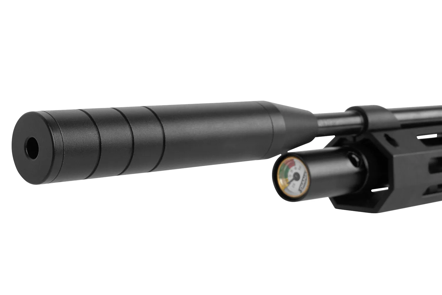 Diana Bandit Tactical Gewehr in schwarz mit Schalldämpfer und Leuchtpunktvisier