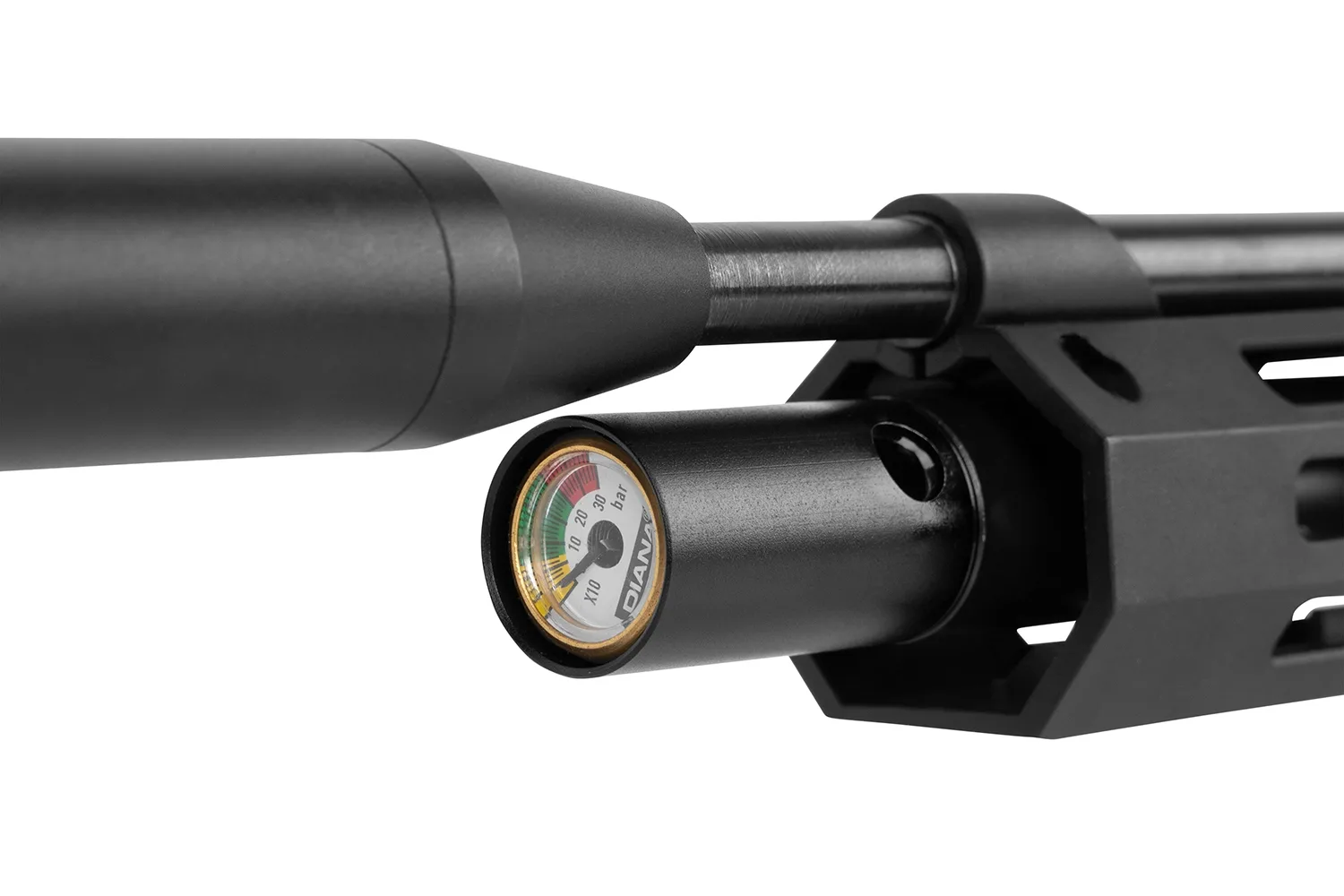 Diana Bandit Tactical Gewehr in schwarz mit Schalldämpfer und Leuchtpunktvisier