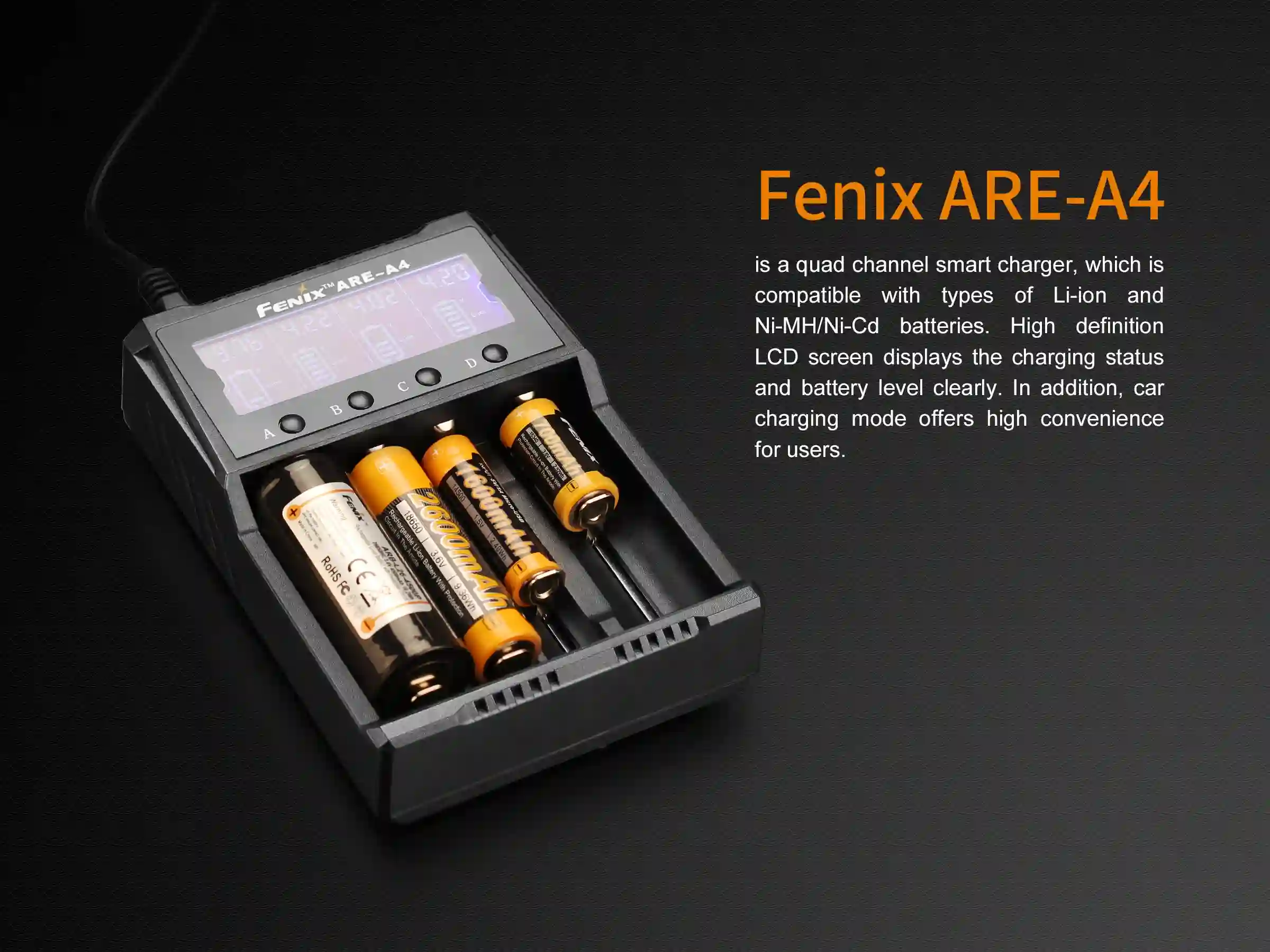 Fenix Ladegerät ARE-A4 18650 für 4 Akkus