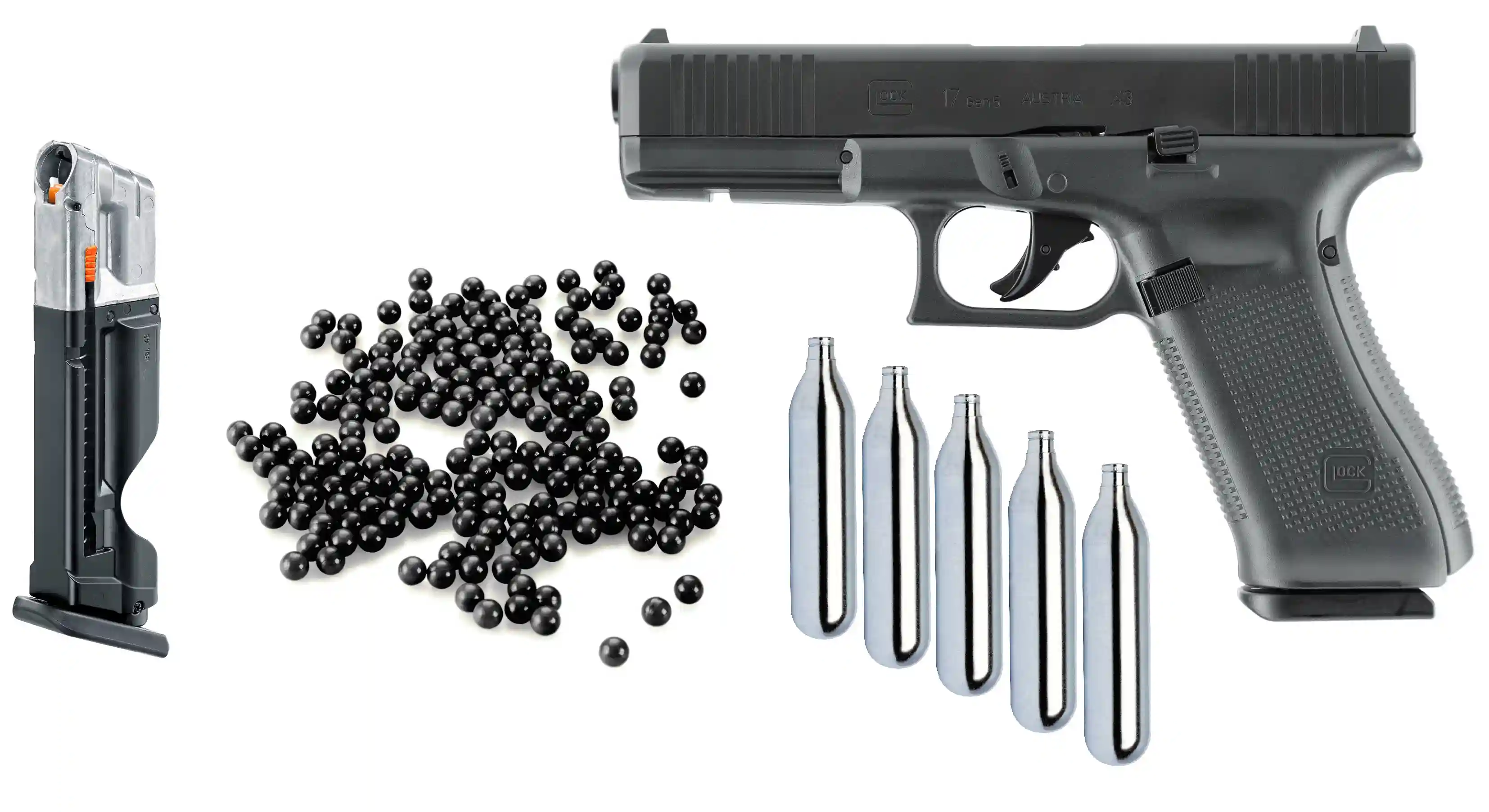 SPARSET: Glock 17 Gen5 T4E .43 Paintball CO2 Pistole + Zubehör