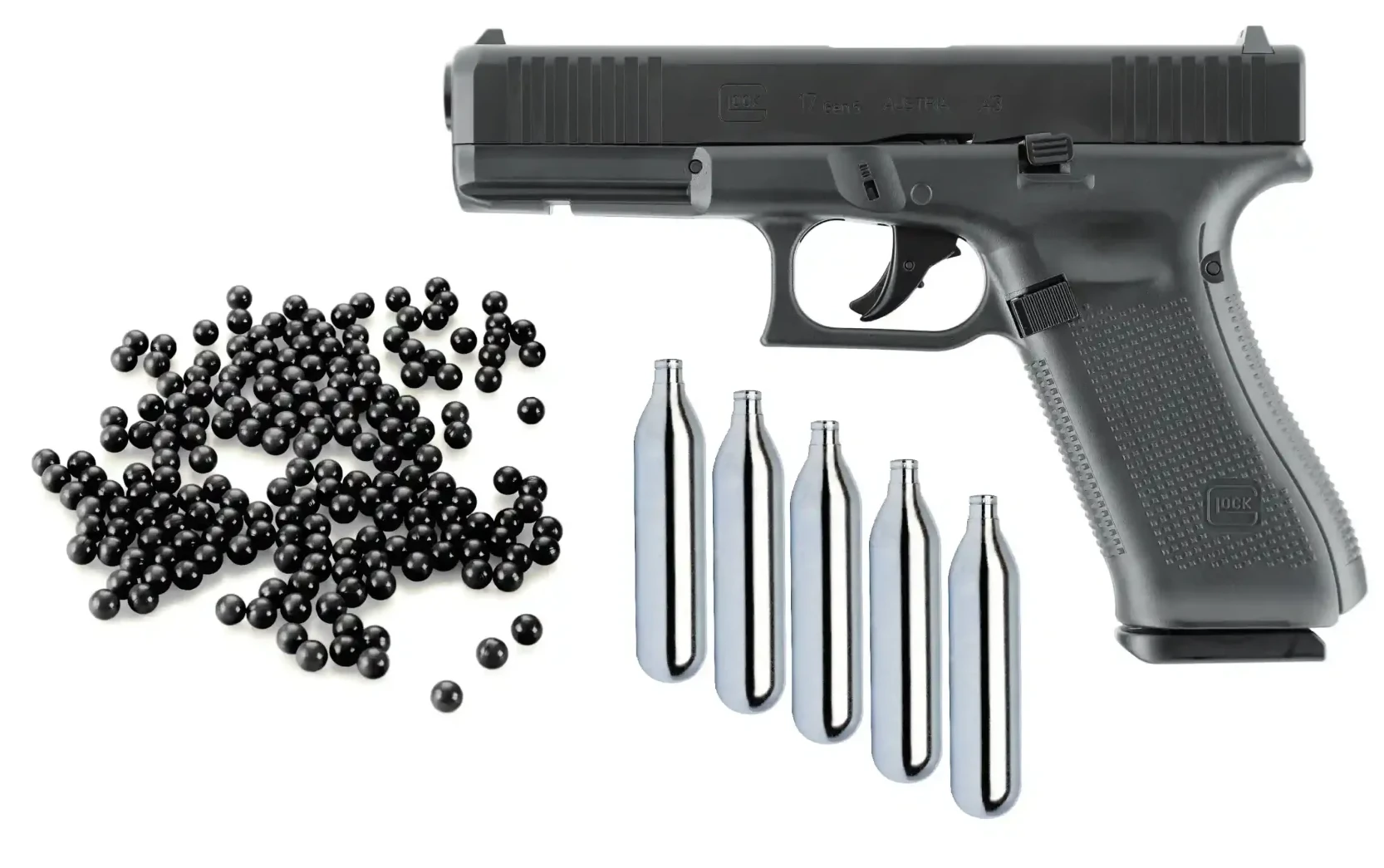 SPARSET: Glock 17 Gen5 T4E .43 Paintball CO2 Pistole + Zubehör