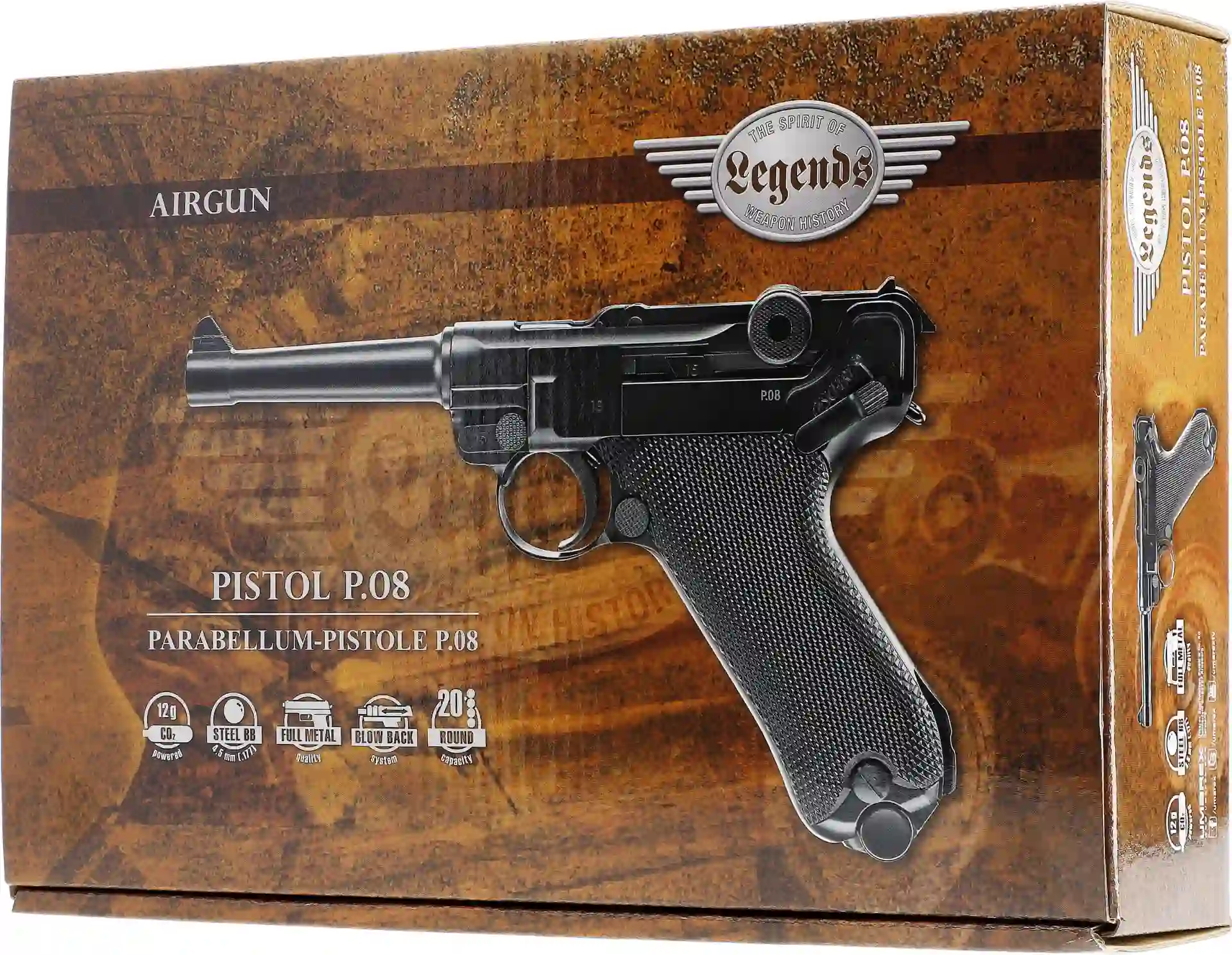 Legends P08 FM CO2-Pistole Blowback Kaliber 4,5 mm BB`s