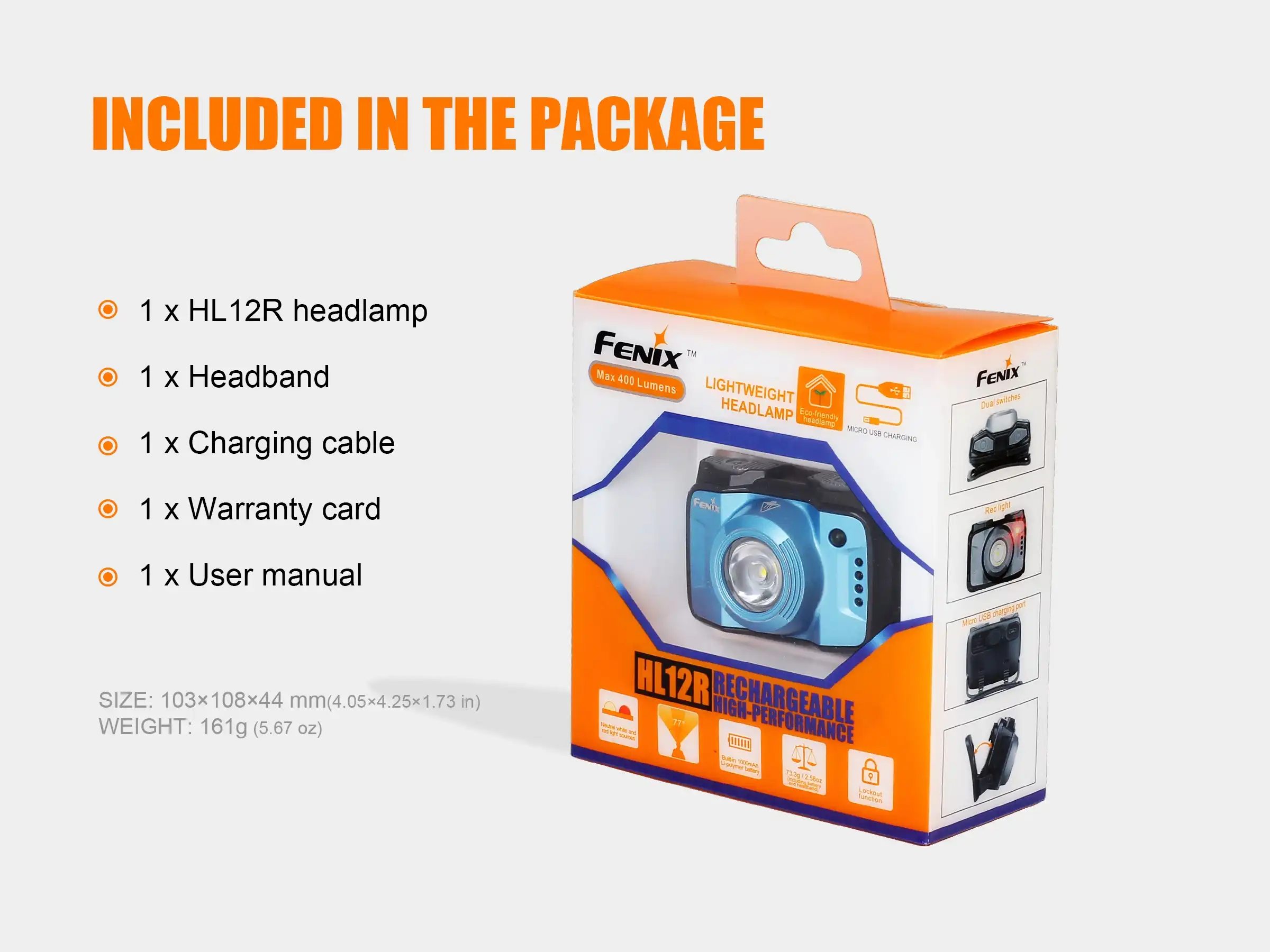 Fenix HL12R LED Stirnlampe Lila