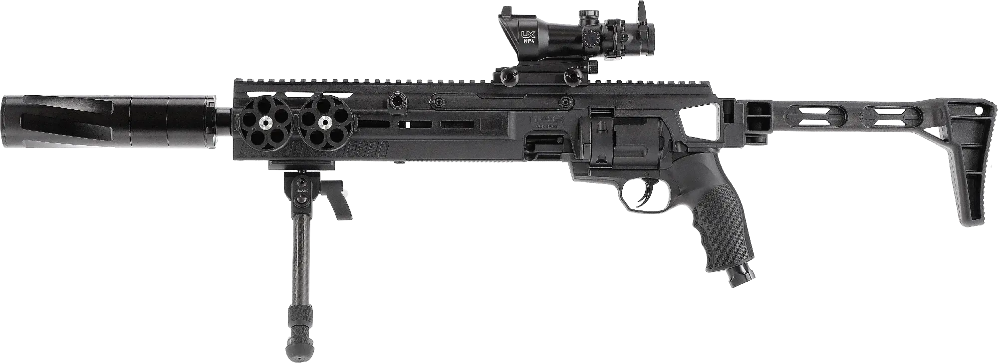 T4E Carbine Conversion Kit für T4E TR 68 mit Zweibein, Schalldämpfer und Red Dot