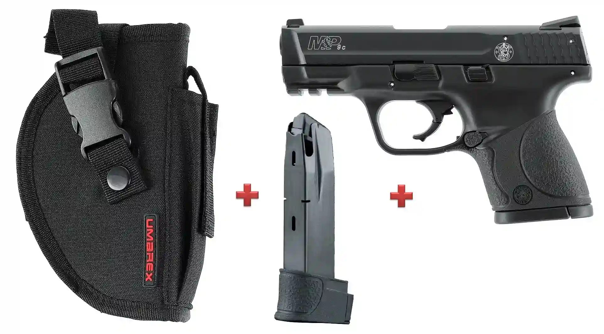 Smith & Wesson M&P 9C + Ersatzmagazin + Gürtelholster mit Magazintasche